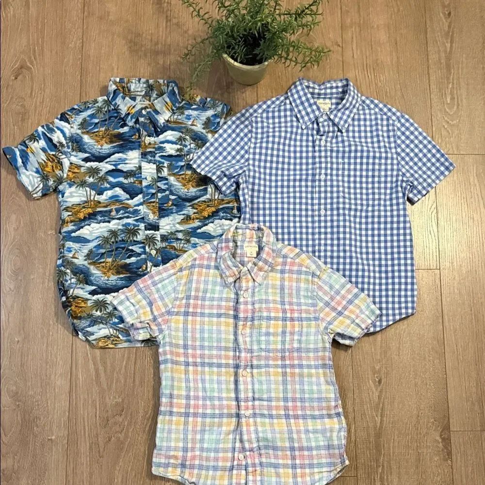 ((3 PIECE)) CREWCUTS COTTON & LINEN BLEND SHORT SLEEVE BUTTON DOWN BUNDLE SZ 10